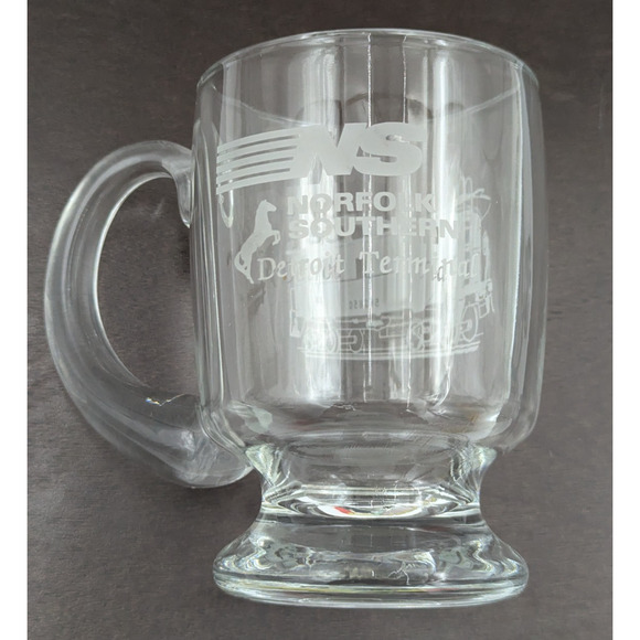 Vintage NS Norfolk Southern Detroit Terminal Glass Mug Railroadiana - Picture 2 of 7
